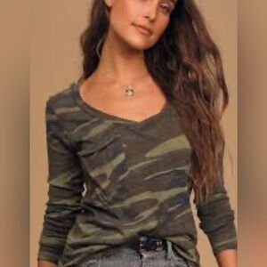 NWT Z Supply Olive Camouflage Long Sleeve Tee